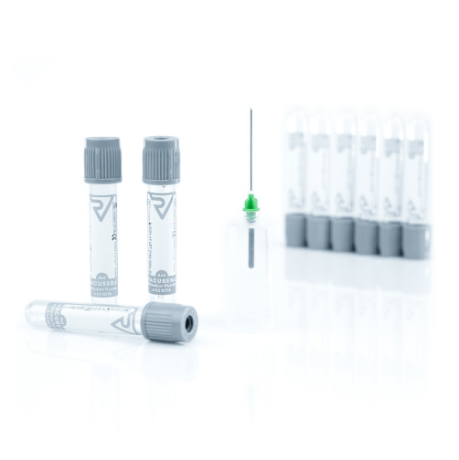 Пробірка вакуумна для збору крові VACUSERA®, 4мл, з фторидом натрію та Калій Оксалатом, 13x75мм, стерильна, з сірою кришкою, IVD